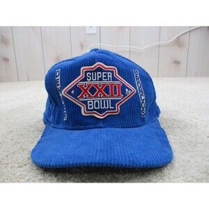 VINTAGE Denver Broncos Hat Snap Back Blue Super Bowl XXII Corduroy Men 80s USA
